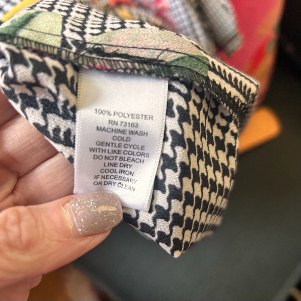 Spence Black/White Herringbone Plaid with Vibrant Florals Dress 4 NWT - Picture 10 of 13